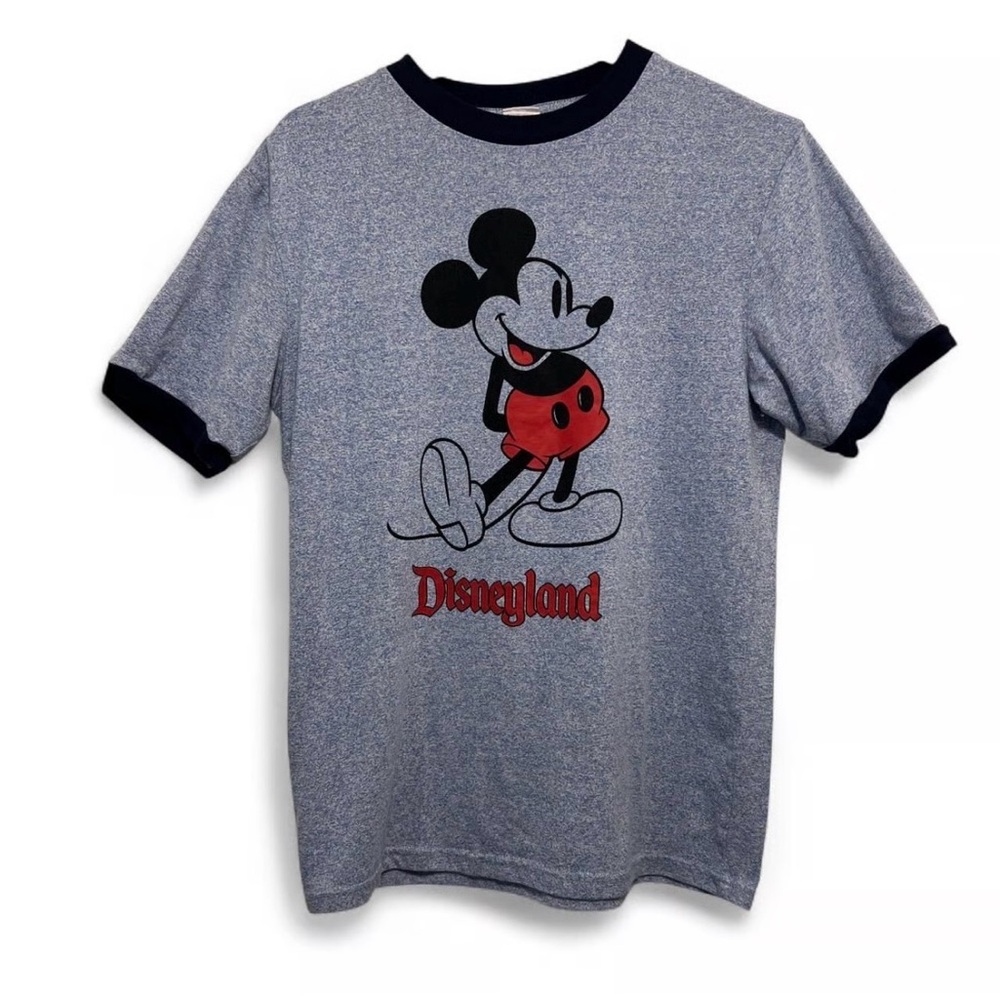 DISNEY ✨ classic Mickey Mouse ringer tee tshirt heather blue | Sz XS